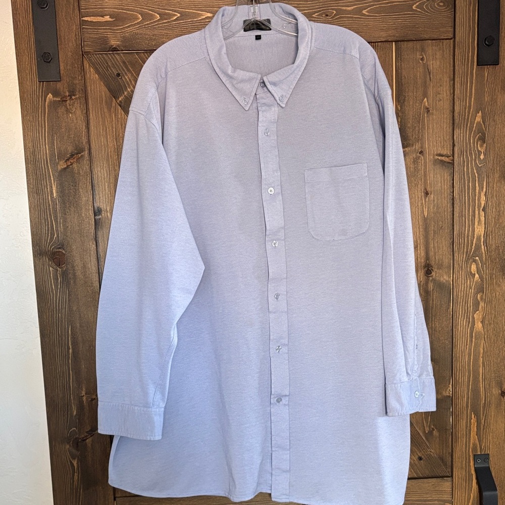 Elite Tech Men’s 4XL Light Blue Button Down Shirt Casual big and tall